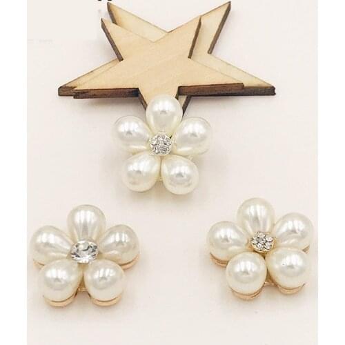 10pcs/lot 2.2cm pearl buttons flower Wedding Decoration DIY Flatback clothing scrapbooking crafts Accessories