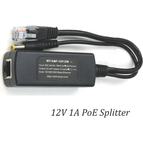 12V 1A POE splitter Gigabit 802.3af/at POE converter for 12V security camera