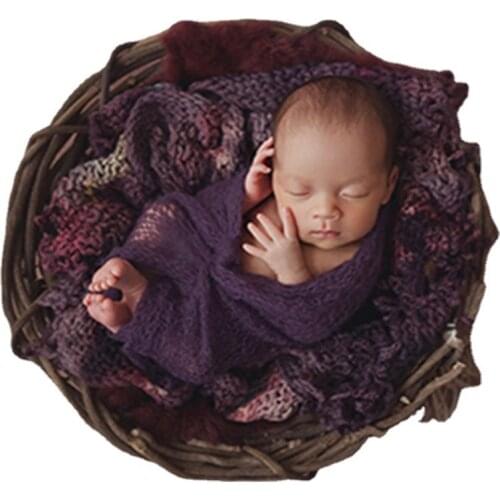 Baby Photography Props Manual Weave Rattan Basket Infant Photo Studio Child Shooting Newborn Fotografie Wooden Container