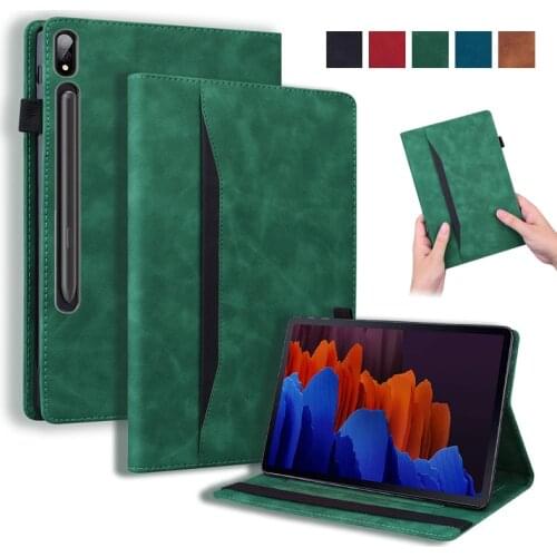 Luxury PU Leather Tablet Cover For Samsung Tab S7 Case Wallet Stand Flip Cover For Galaxy Tab S7 FE S7 Plus Case Coque Funda