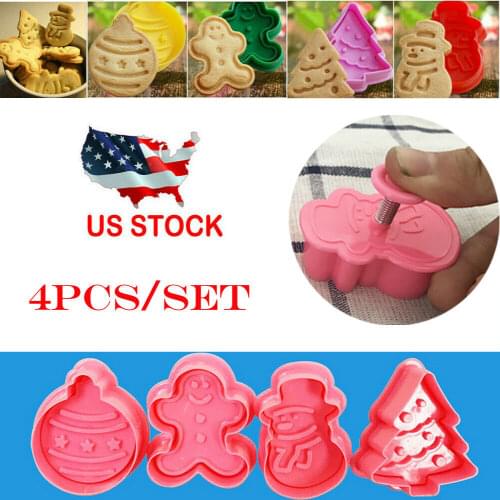 Cake Decoration Christmas Mold Cookie Cake Cutter Baking Tool Plunger Stamp Die Fondant Creative Cute