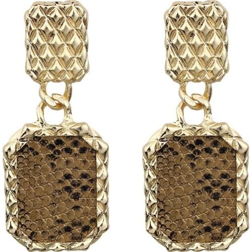 7.5cm Stud Earrings Exaggerated Gold Color Snake Scale Geometric Earrings For Women Street Photography Earing Jewelry Wholesale