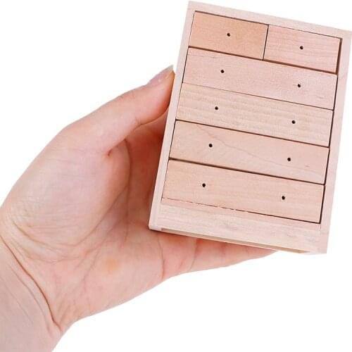 1 Pc 1/12 Scale 5-Layer Wooden Drawer Cabinet Unpainted Miniature Doll House Furniture Accessory Childrens Toys
