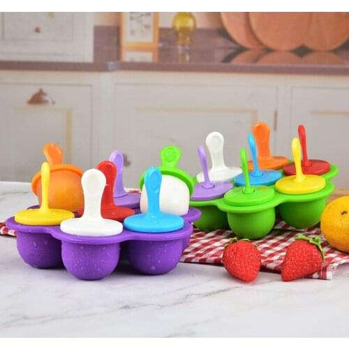 7 holes Ice Cream Pops Mold Silicone ice tray DIY homemade Ice lolly mold silicone food supplement box Fruit Shake Accessories