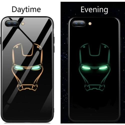Night Light Luminous Phone Case For Apple iPhone XS MAX XR X 6 6s 7 8 Plus Hard Glass Cover Glowing For iPhone XS Max Shell Capa