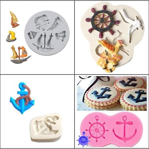 Anchor Rudder Boat Tool Shape Cake Mold Silicone Mold Cake Fondant Sugar Craft Tool Cake Decorating Tool 3D Mould DIY Cake Tools