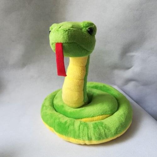 About 24x20cm cartoon green snake plush toy soft doll kids toy birthday gift h2489