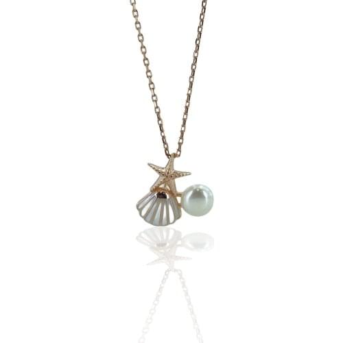 Sea Star Shell Pearl Top Quality 925 Silver Necklace