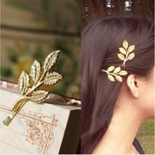 2019 Fashion hair wear gold colour leaf design Hairpin for girl women ladies Wedding Hair Jewelry Accessories free shipping
