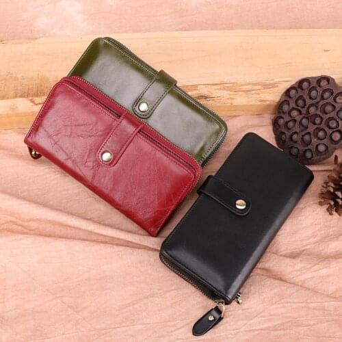 Women Genuine Leather Long Wallet High Quality Zipper Purse Female Phone Case Day Clutch Fashion Soft Cards Holder Coin Wallet
