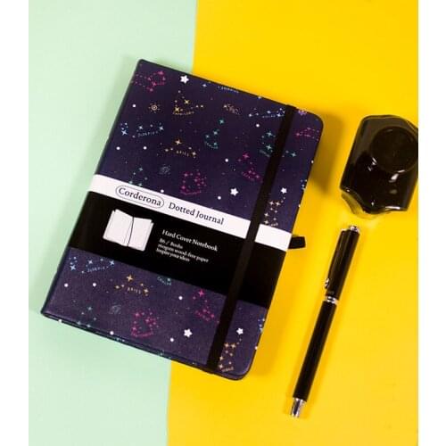 Floral A5 160gsm Dot Grid Bullet Notebook Hard Cover Leatherette Thick Journal Elastic Band Back Pocket Travel Planner Diary