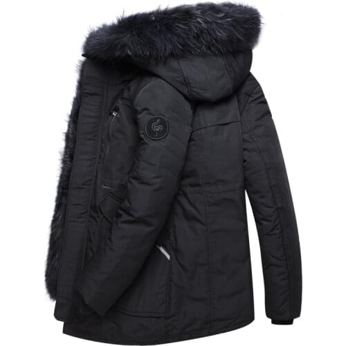 QUANBO 2019 Winter Thick Warm Down Jacket Casual X-Long White Duck Down Coats With Hooded Natural Raccoon -35 Degree Outwear