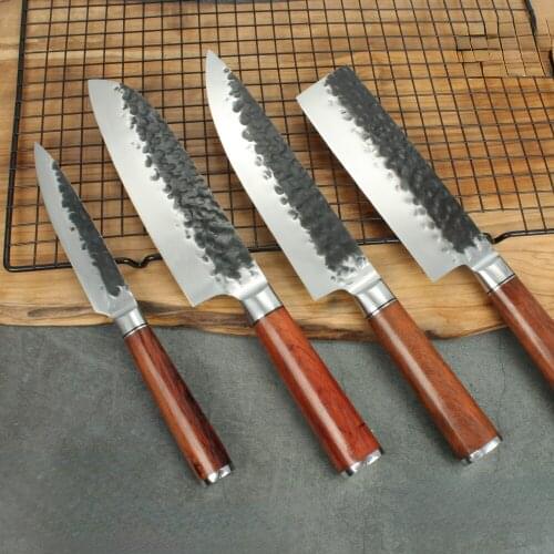 5 7 8 Inch Hand Forged ChefS Knife Household Sharp Kitchen Knife Stainless Steel Wooden Handle Butcher Knife Multi Purpose Knife