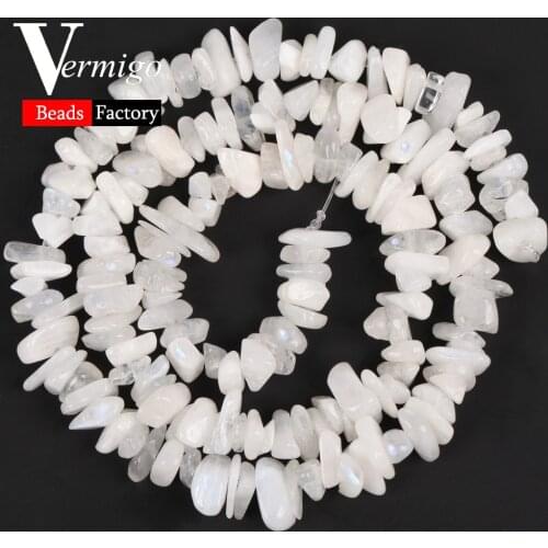 5mm-8mm Irregular Natural Stone Moonstone Chips Beads For Needlework Jewelry Making Gravel Beads Diy Bracelets Necklace 15"