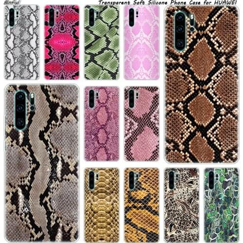 Leopard print Snake skin Soft Silicone Phone Case for Huawei P30 P20 Pro P10 P9 P8 Lite 2017 P Smart Z Plus 2019 NOVA 3 3i Cover