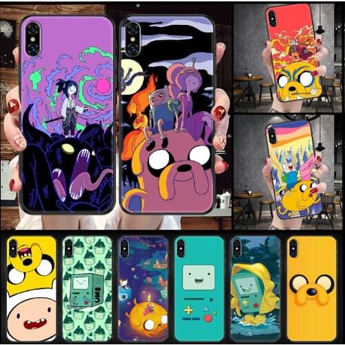 Cartoon Adventure Time Phone Case For iphone 5 5S SE 2 6 6S 7 8 11 12 Mini Plus X XS XR Pro Max black painting coque fashion