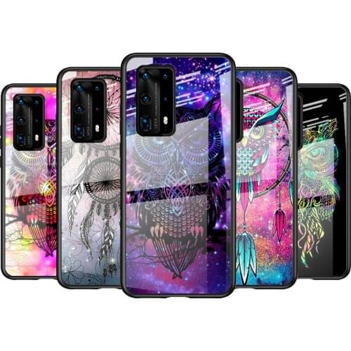 Tempered Glass Cover Owl catcher For Huawei P40 P30 P20 P10 Pro Plus Lite 5G 2019 Shockproof Shell Phone Case