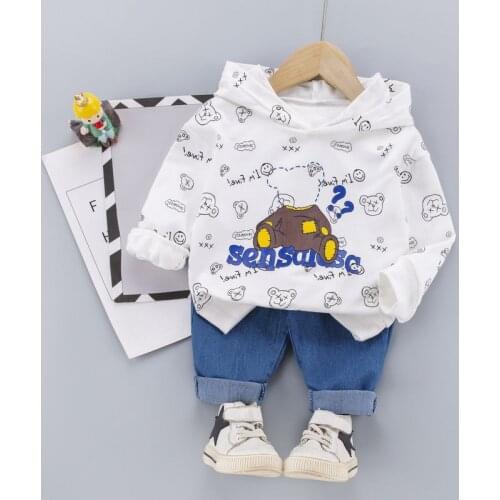 Children Spring Autumn Cotton Baby Boys Hoodies Jeans Pants 2Pcs/sets Infant Out Kids sport Toddler Casual Clothing Tracksuits