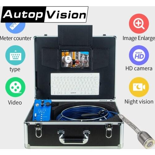 50mm Lens HD Video Endoscope Snake Borescope Drain-sewer Inspection Camera Self-level Meter-counter Video Recording Pipe Camera