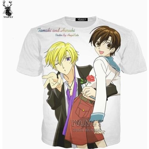 YOJULY 3D Print Unisex Anime Ouran High School Host Club Casual Harajuku T-shirt Tshirt Short Sleeve Hipster Streetwear A737