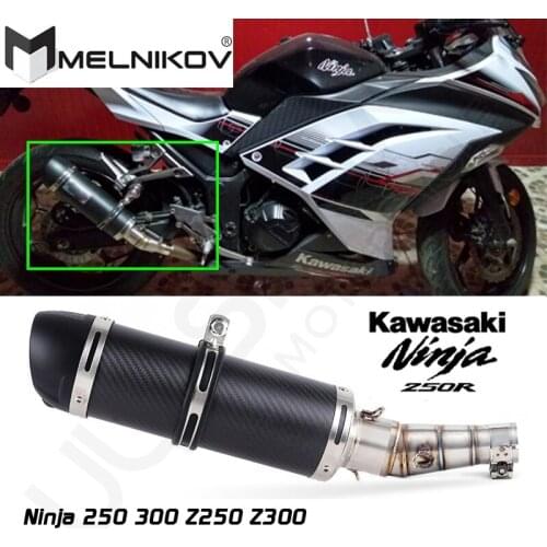 Motorcycle Exhaust Muffler middle pipe Slip-On For Kawasaki Z250 2008-2015 Ninja 300 2013-2016 Ninja 250R 2008-2017 Exhaust
