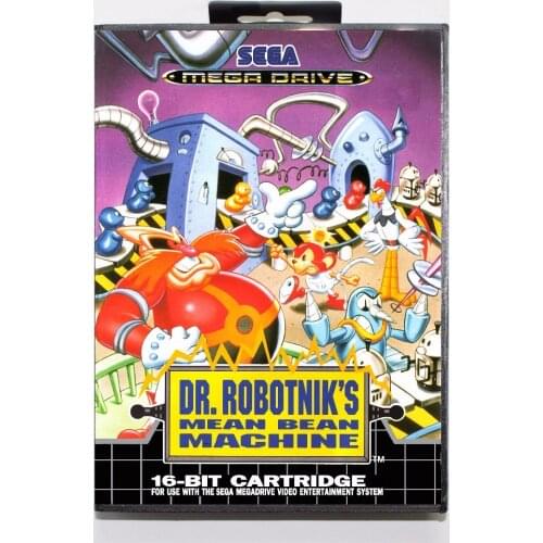 Dr. Robotniks Mean Bean Machine Game Cartridge 16 bit MD Game Card With Retail Box For Sega Mega Drive For Genesis