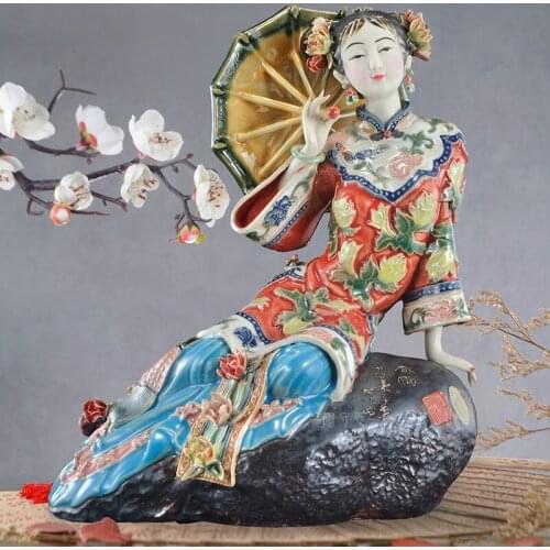 CHINESE BEAUTY PORCELAIN ART ANTIQUES FIGURINES ANGEL COLLECTIBLE POTTERY GLAZE CERAMIC DOLLS HOME CRAFT DECOR WEDDING