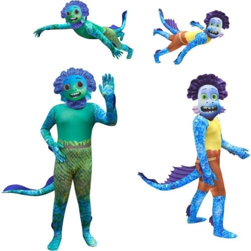 Alberto Sea Monster cosplay Fish monster suit Childrens fancy Halloween Boys Luca jumpsuit costume childrens Christmas gifts