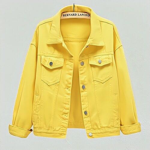 Jeans Jacket and Coats Short Denim Jacket Chaqueta Mujer Casaco Jaqueta Feminina Candy Color Casual 2021 Autumn for Women Cotton