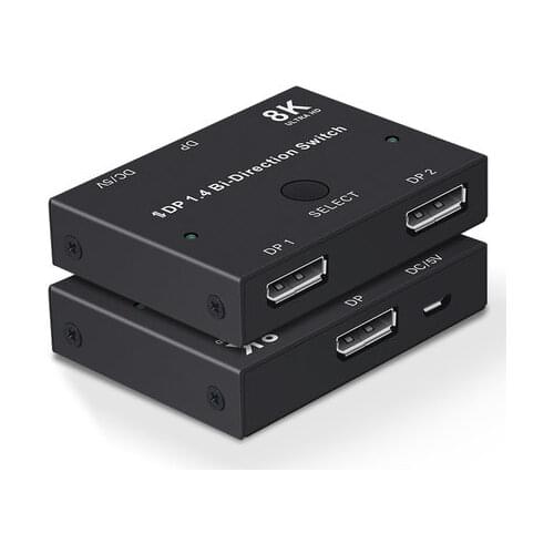 Displayport KVM Switch Splitter 1.4 8K@30Hz 4K@120Hz 1x2 or 2x1 Bi-direction Switch Splitter DP Converter for Source and display