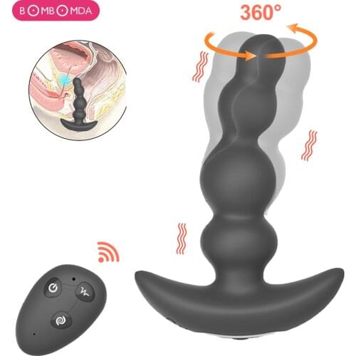 360 Degree Prostate Massager Rotating Anal Vibrator Silicone Male Butt Plug Anus Vibrating Sex Toy For Men G-Spot Stimulation