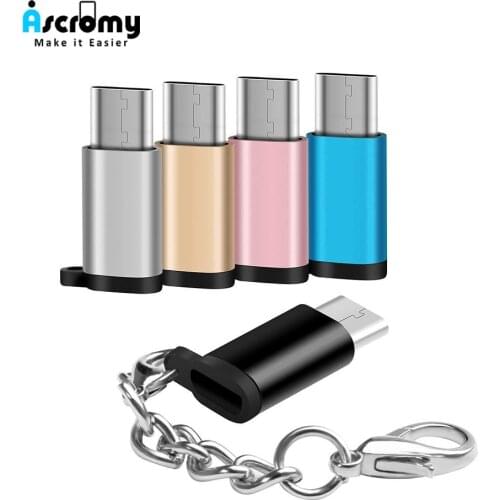 Micro USB to USB C Type-C OTG Adapter Connector Keychain Charger Data Sync For MacBook Google Pixel 2 Samsung S10 S9 Xiaomi LG
