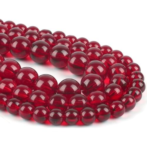 Natural Stone Smooth Garnet Glass Loose Spacer Beads 6 8 10 12MM Pick Size For Jewelry Making