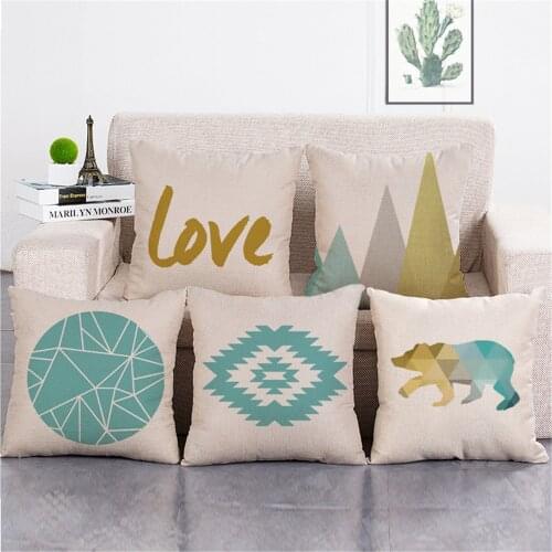 Decorative pillow cover case letter animals square shape Polyester cushion cover for sofa home capa de almofadas 45x45cm