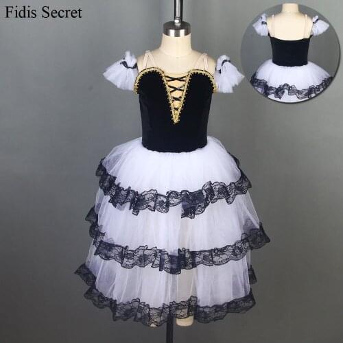 New White Tulle Long Romantic Ballet Tutu for Girls Stage Performance Costume Ballerina Dancing Grading Professional Dancewear