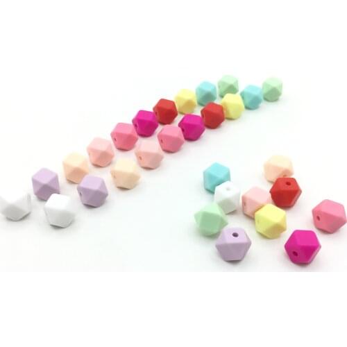 Wholesale 500pcs silicone 17mm hexagon beads Bulk Baby Teether Soft Food Grade Silicone geometry Beads For Jewelry Making