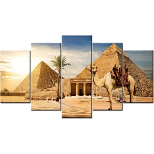 Pyramids Egyptian 5 Piece Canvas Paintings Modern Poster Wall Art Picture For Home Decor