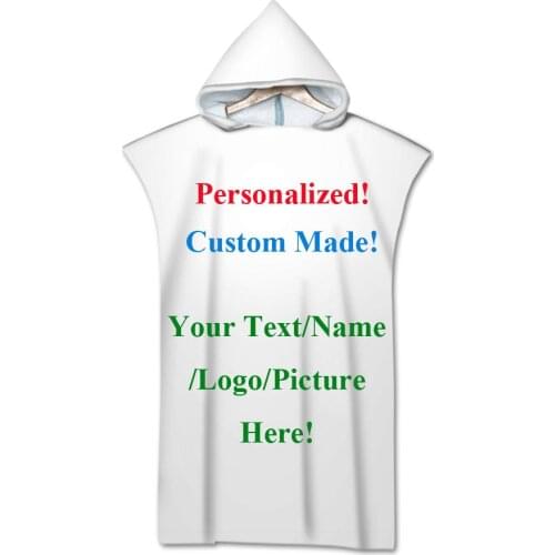 Free shipping Unique Special Gift Personalized Custom Made Hooded Poncho Towel for Beach Sports Surfing Club Spa Sauna Swim Bath