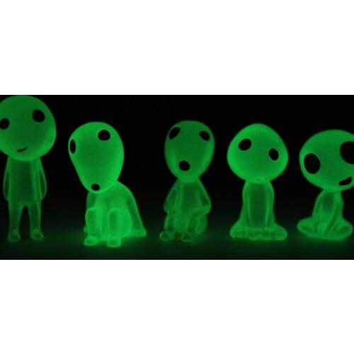 Princess Mononoke Glow In Dark Ghibli Action Figure Kodamas Luminous Elf Tree Dolls Set Resin Model Cartoon Figurines Toys