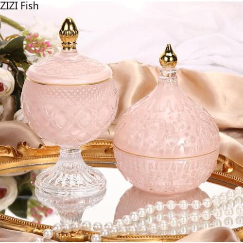 Green Relief Glass Storage Jars and Lids Dressing Table Jewelry Box Cosmetic Jar Multiple Styles Crystal Candy Pots Aroma Can