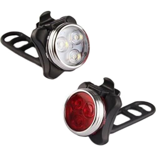 Ascher USB Rechargeable Bike Light Set,Super Bright Front Headlight and Rear LED Bicycle Light,650mah Lithium Battery