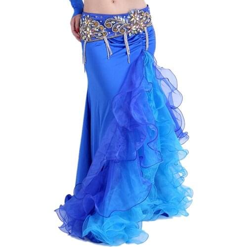 Belly Dance Skirt Women Professional Belly Dance Costume Waves Skirt Ladies Split Bellydance Skirt Dance Wear Match Colors 7
