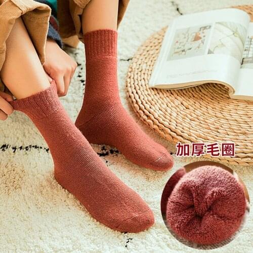 Woman cotton socks autumn winter woolen sox plush thicker woolen soks warm towels ladies'pure color chausette socken calcetines