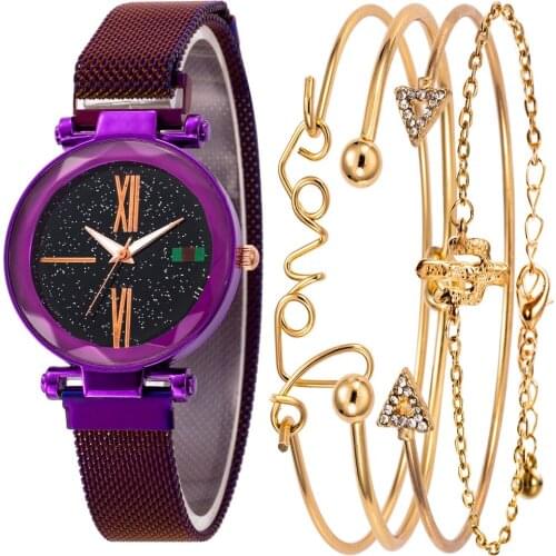 Women Luxury Watches Ladies Hot Sale Fashion Starry Sky Big Roman Numerals Dial Quartz Wrist Watch Gift Saats Montre Femme