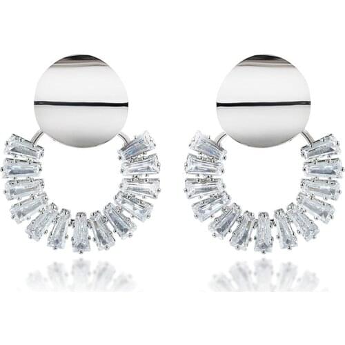 Women Earrings Disc Black White Two Tone Earrings Fashion Micro Inlaid Zircon Earrings Party Wedding Girlfriend Birthday Gift