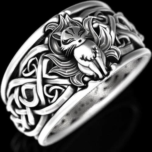 Milangirl Simple Retro Mythical Nine-Tailed Fox Woven Pattern Ring For Women Fashion jewelry Engagement Animal Ring Hot Sale