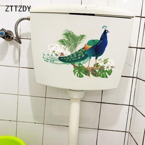 ZTTZDY 28.5CM×20.6CM Cartoon Peacock Home Wall Decoration Classic Fashion WC Toilet Stickers T2-0846