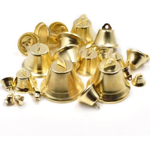6-65mm Gold plated bells ornaments trumpet mini Jingle Bells for DIY handmade Crafts Pet Hanging Party Wedding Christmas Decor