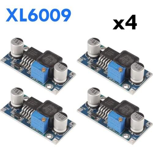 4Pcs XL6009 DC-DC 3-30V to 5-35V Step-up Transformer Output Voltage Power Converter Circuit Board Adjustable Boost Module 400KHz