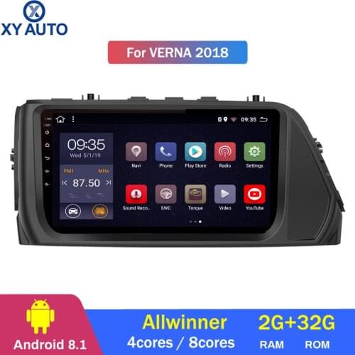9 inch 2.5D IPS HD multi-touch screen Android8.1 2G RAM 32G ROM NAVI For Hyundai Verna 2018 with Bluetooth USB WIFI SWC